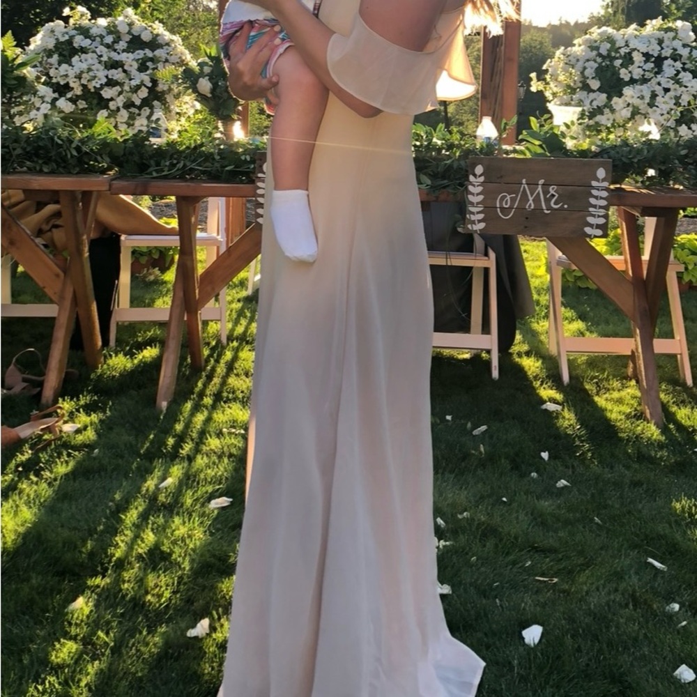 Elegant Cream Off-Shoulder Gown